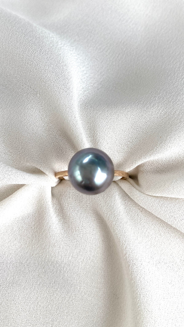 Violet Silver Tahitian pearl ring - 6