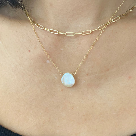 Freshwater cornflake necklace