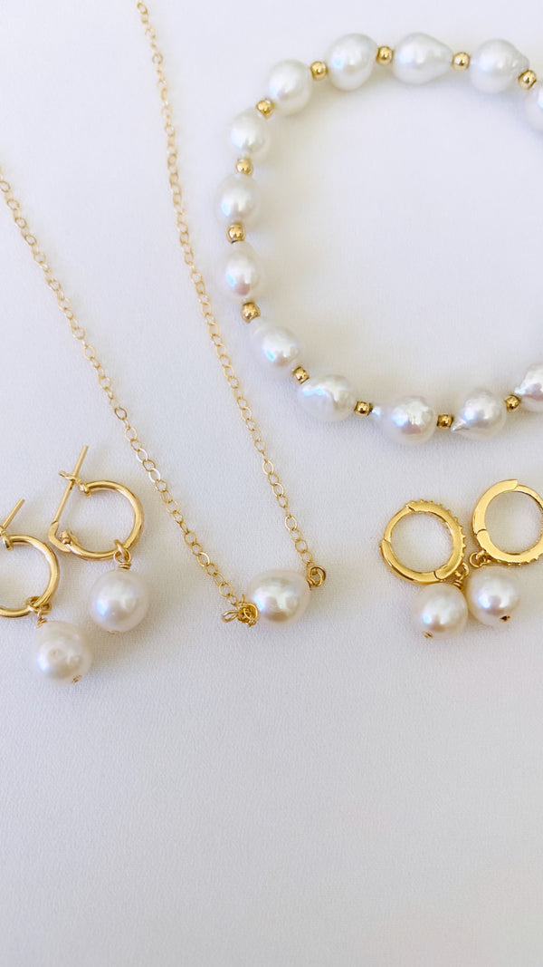 Akoya pearl huggy earrings
