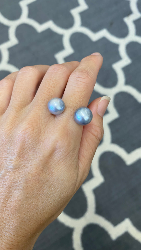 Tahitian Pearl Cuff ring - light silver