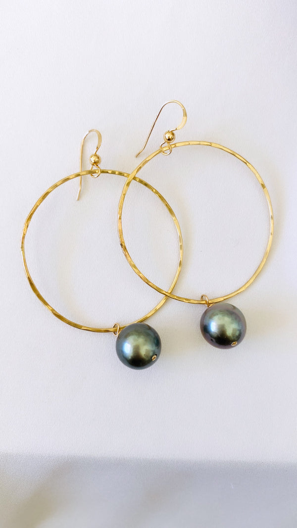 Tahitian Pearl Hoop earrings