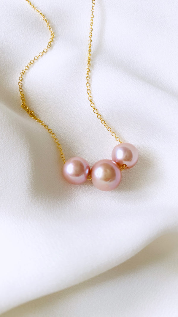 TRIPLE Edison Pearl floating necklace
