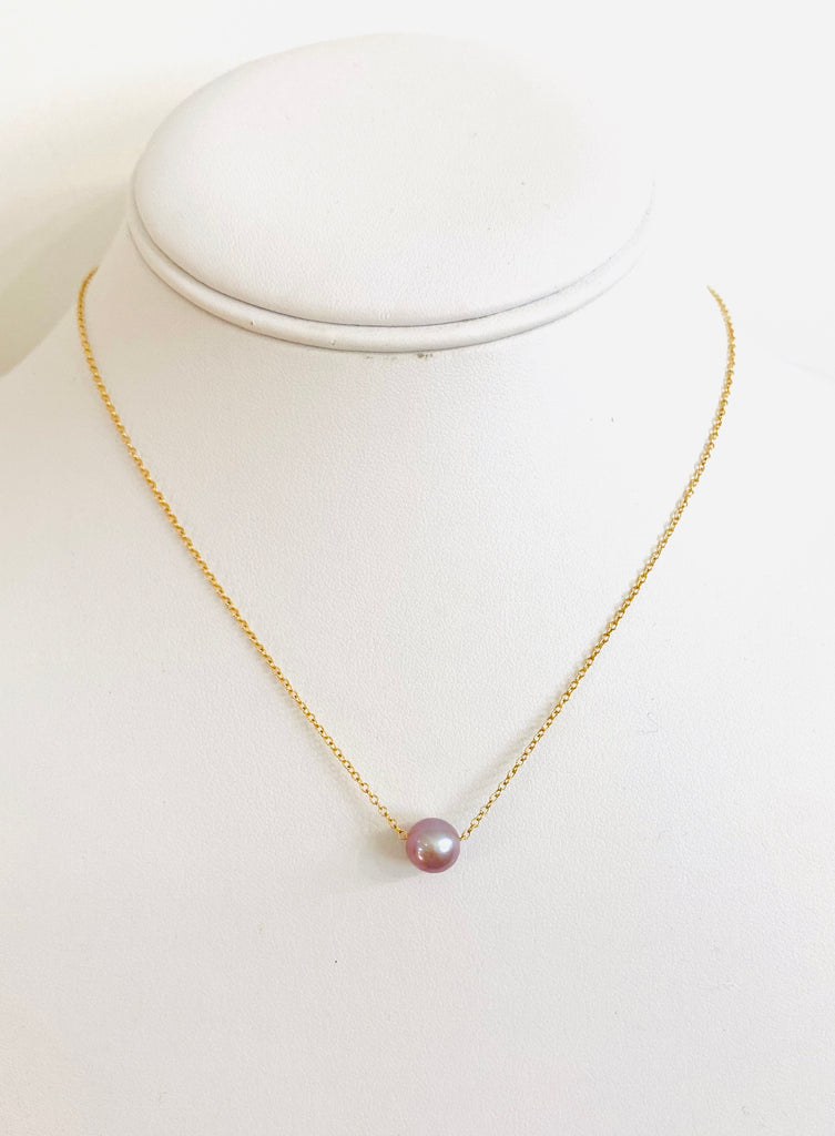 Single Edison Pearl floating necklace