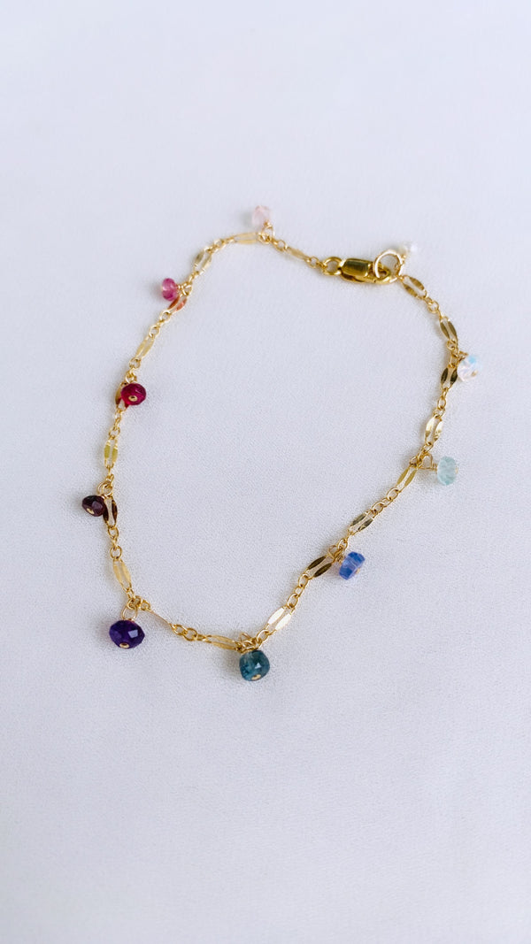 Rainbow gemstone drop bracelet