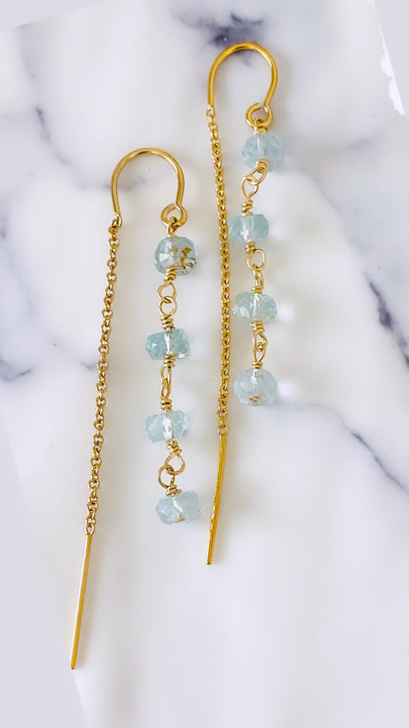 Aquamarine Threader Earrings