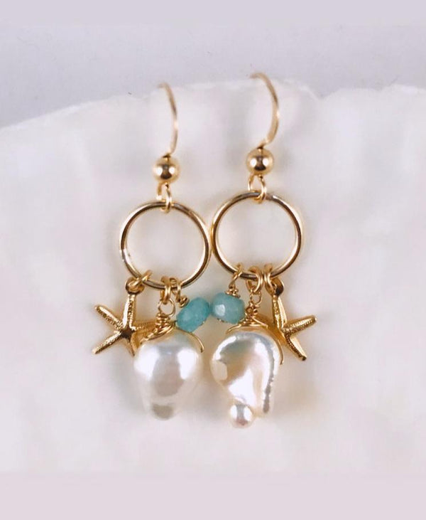 Freshwater pearl D-earrings