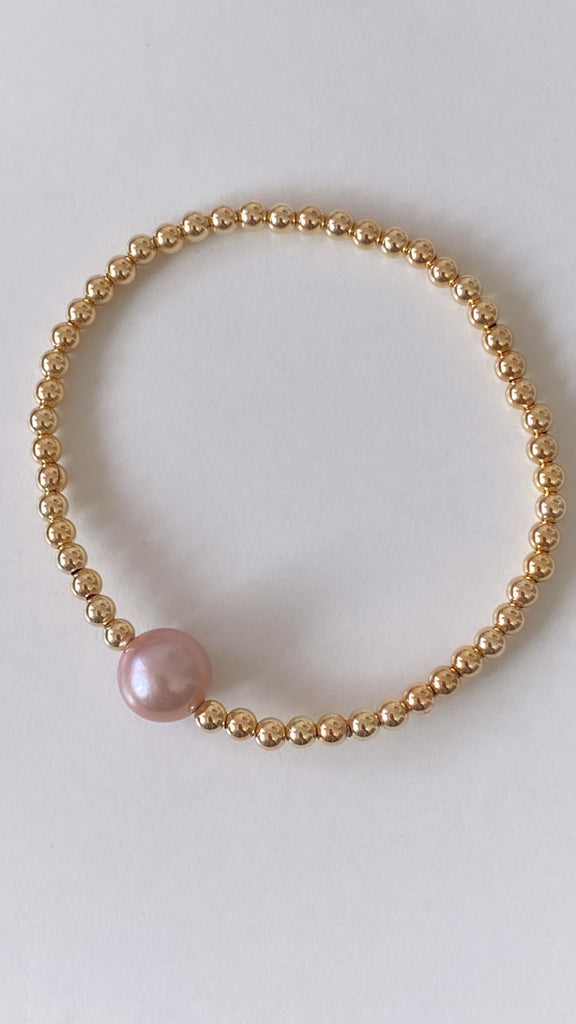 Pink Edison Pearl stretch bracelet