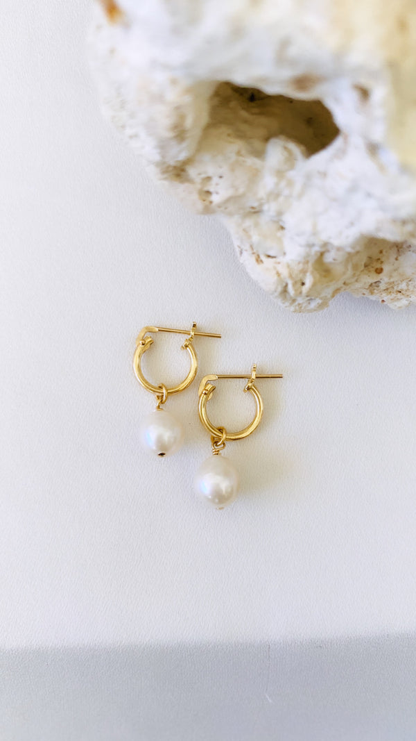 Akoya pearl huggy earrings