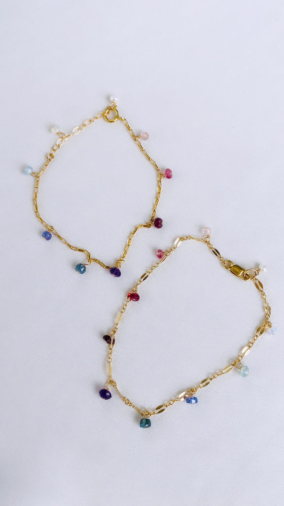 Rainbow gemstone drop bracelet