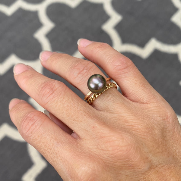 Rose Peacock Tahitian pearl ring - 5