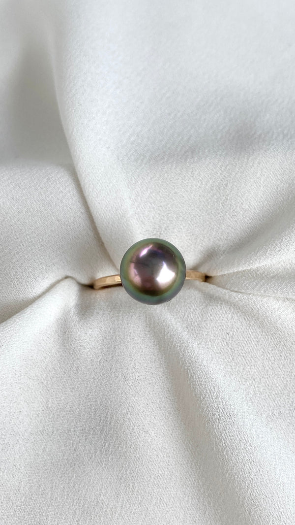Aubergine Tahitian pearl ring - 7.75