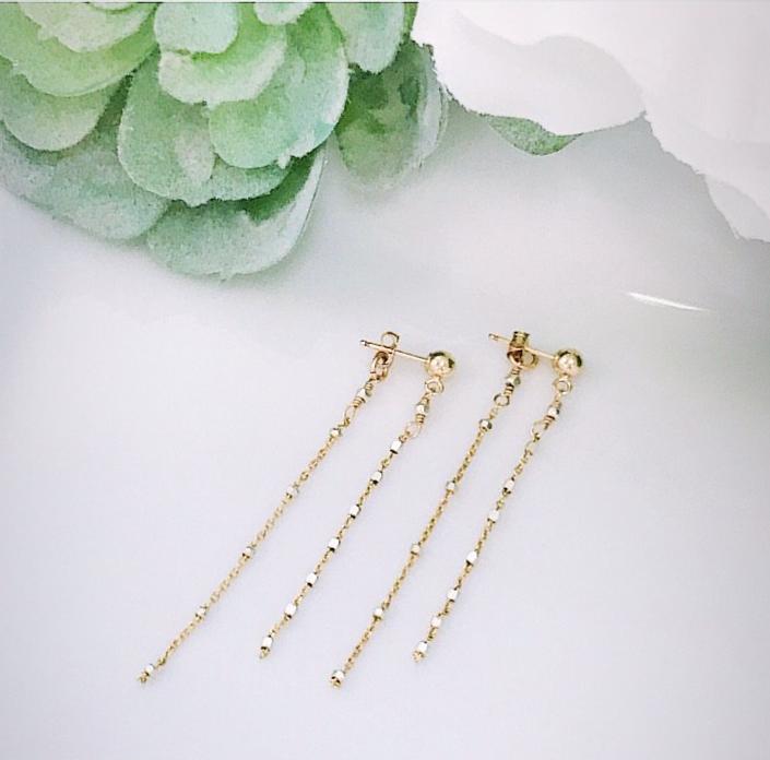 Two tone post threader earrings