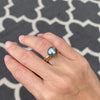 Silver Tahitian pearl ring - 4