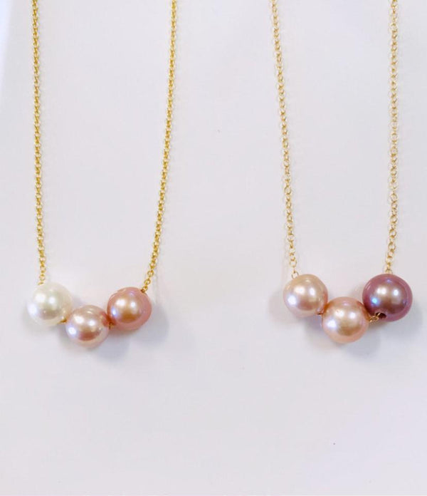 Triple floating pearl necklace - Ombre Edison
