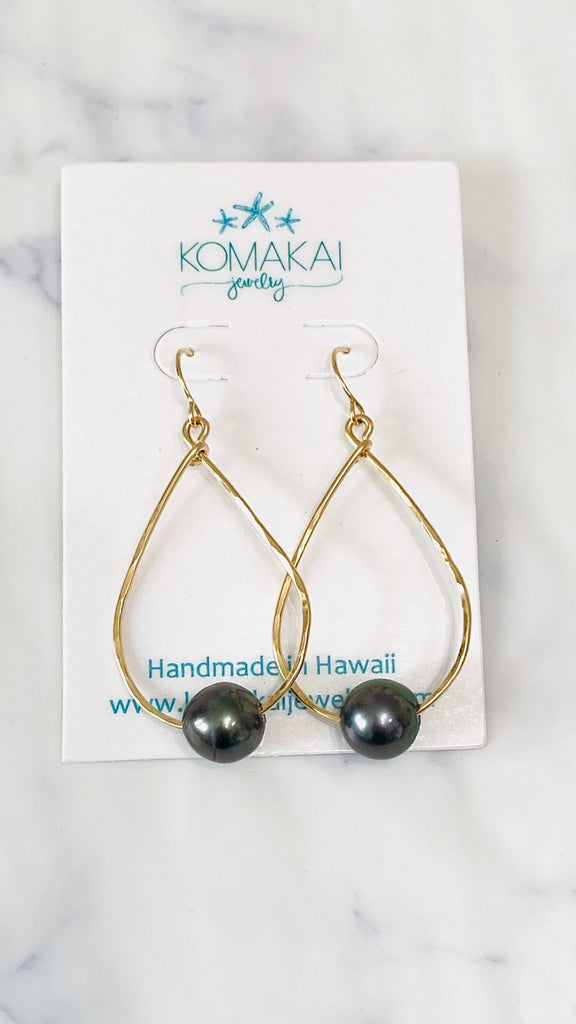 Teardrop earrings - Tahitian Pearl