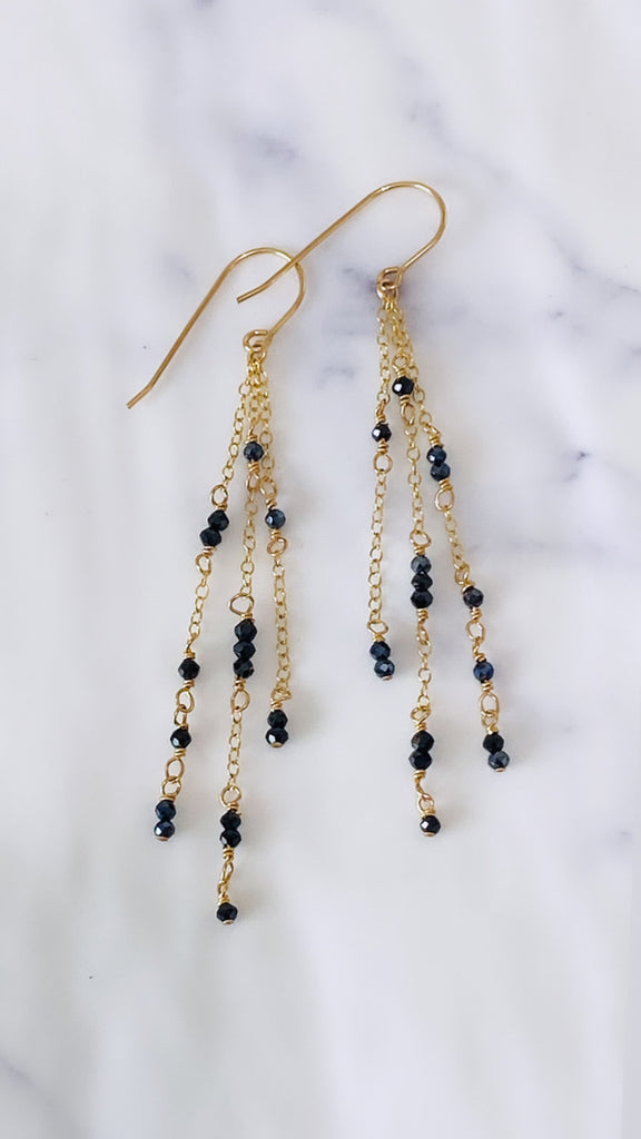 DEWDROP Black spinel earrings