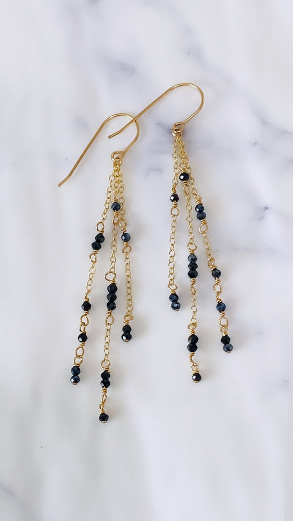 DEWDROP Black spinel earrings