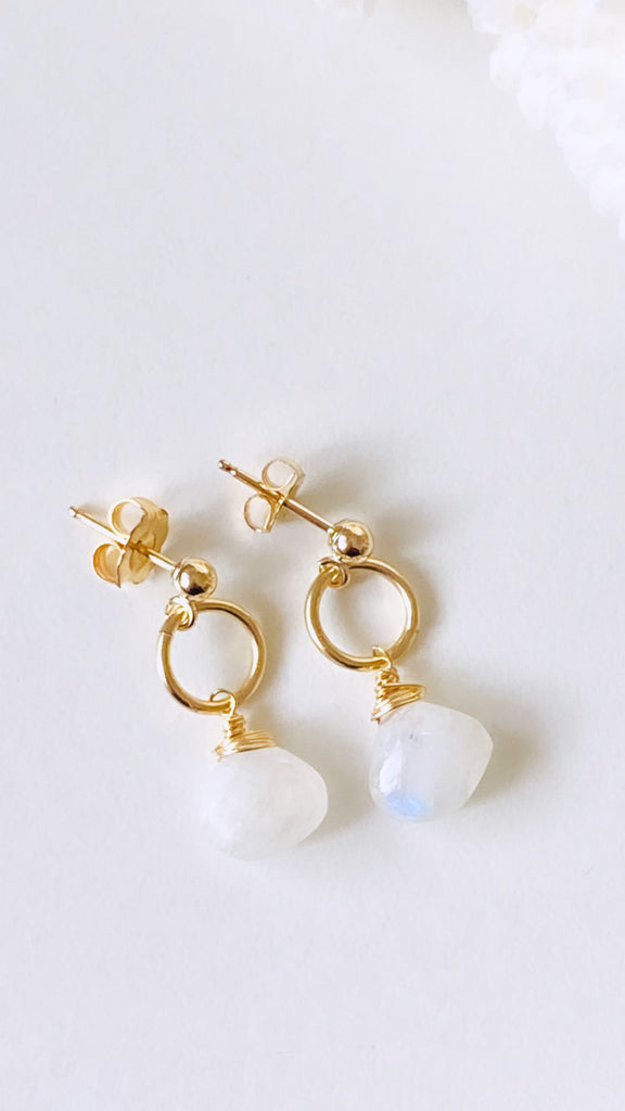 Rainbow Moonstone Post earrings