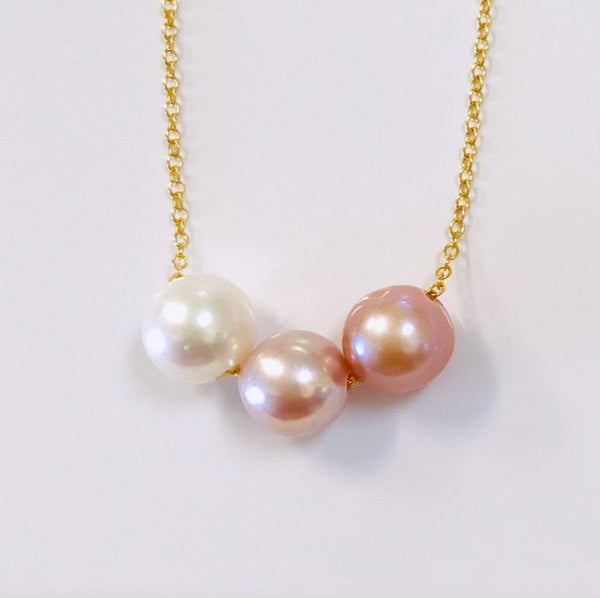 Triple floating pearl necklace - Ombre Edison