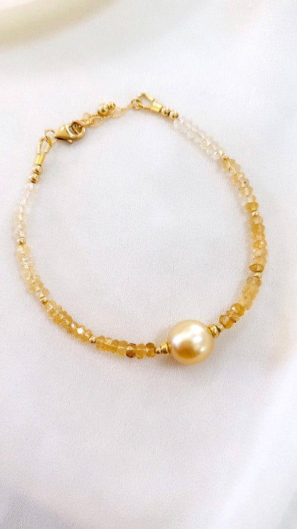 AVALON bracelet -South Sea Pearl x Citrine