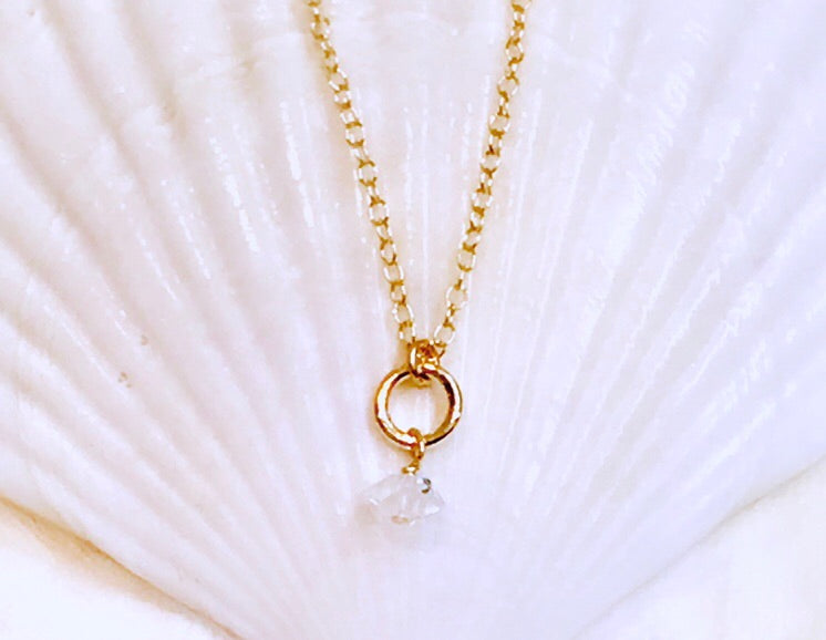 DOMINICA Herkimer Diamond gold fill necklace