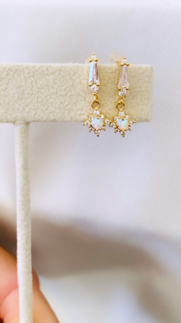 OPAL + cubic zirconia flower post earrings