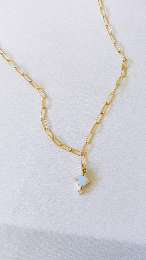 Squared charm staple necklace